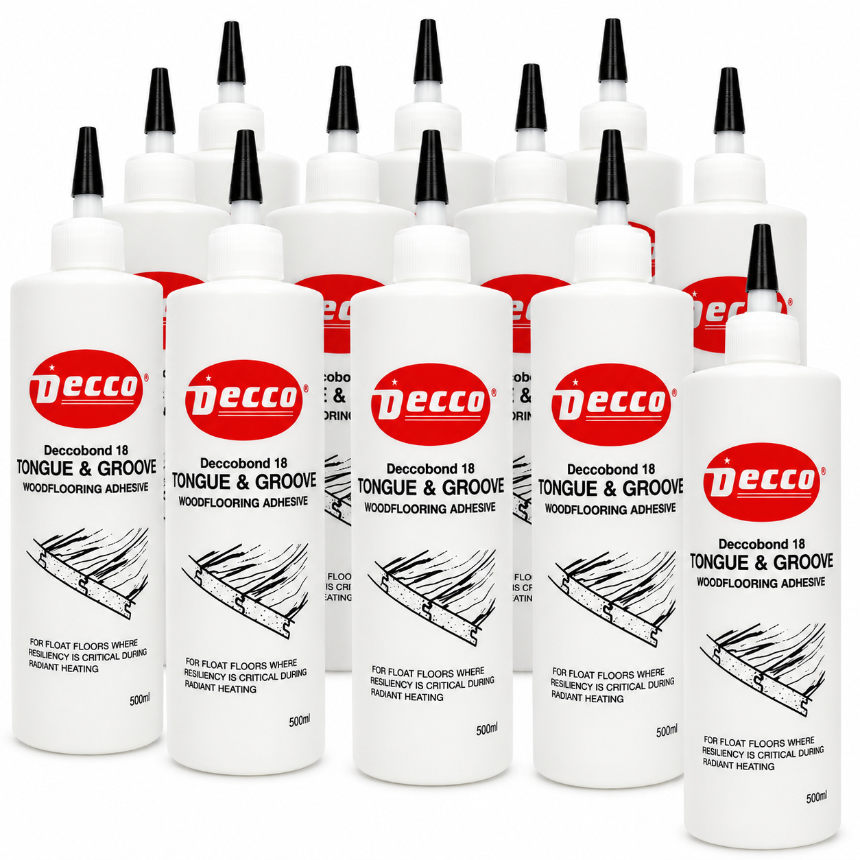 Deccobond 18 wood flooring adhesive 500ml 12-pack contractor bulk